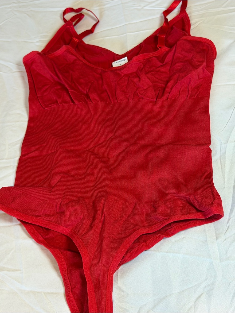 Red Ribbed Bodysuit Tank